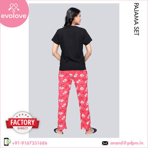 Distribuidor de confianza que vende la mejor calidad 100% algodón para mujer, ropa de dormir, ropa de salón, Conjunto de pijama de 2 piezas para mujer de verano - Product Image 6