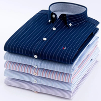 Chemises décontractées pour hommes à manches longues avec logo personnalisé, 100% coton, respirantes, chemise unie