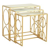 Ensemble de trois tables basses antiques en cuivre pour décoration de maison fournisseur indien à bas prix