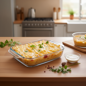 Plat à four carré en verre borosilicate transparent 8046, 26x17x6cm, compatible lave-vaisselle et micro-ondes, pour la cuisson du pain et la cuisine - Product Image 3