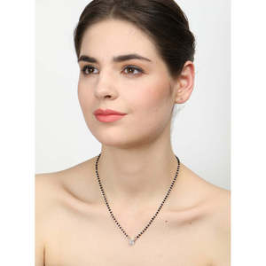 NOVAMART Fine Pure Silver Mangalsutra Necklace Geometric Pattern Gold Beads Strands Religious Wedding Gift for <b>Wife</b> Featuring Di - Product Image 5