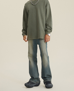 กางเกงยีนส์ซักลายวินเทจสำหรับผู้ชายกางเกงยีนส์ฟอกสีซีดซีดจาง - Product Image 6