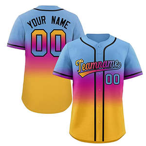 Maillot de baseball personnalisé dégradé boutonné pour hommes femmes jeunes vêtements de sport personnalisés nom numéro couture Option d'impression - Product Image 4