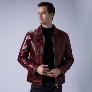 Veste en cuir de vachette authentique au design unique pour hommes Veste en cuir souple confortable avec broderie et design personnalisé pour hommes - Product Image 1