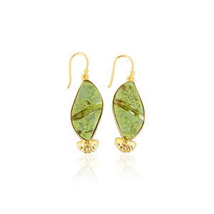 Pendientes de Ópalo Verde Estilo Boho, Recién Llegados, Pendientes Colgantes de Latón Chapado en Oro, Gran Venta, Regalos de Joyería para Mujer - Product Image 1