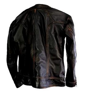 เสื้อแจ็กเก็ตบอมเบอร์หนังแกะลำลองสำหรับนักแข่งรถมอเตอร์ไซค์วินเทจสำหรับผู้ชาย - Product Image 2