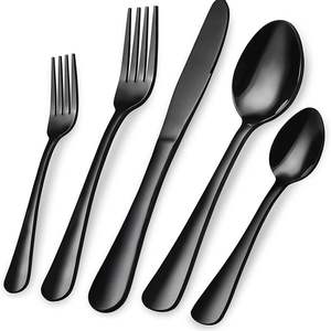 ชุดเครื่องครัวสีดำ 5 ชิ้น ชุดช้อนส้อมหรูหราสำหรับงานแต่งงาน ขนาดสั่งทำได้สำหรับการส่งออก - Product Image 5