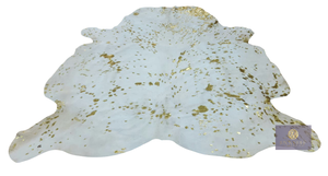 พรมหนังวัวฟอกกรดสีขาวและสีทองทำด้วยมือพรมหนังขนสัตว์ธรรมชาติกันลื่นตกแต่งในร่มและกลางแจ้งที่ทันสมัย - Product Image 3