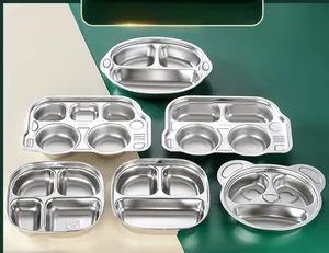 Stainless Steel Food Tray For Kids Kindergarten Food Plate Children's Food Bowl Dinner Divided Plate Dinnerware Dishes Plate