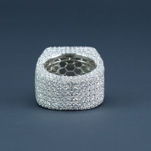 Anillo hip hop con diamantes cultivados en laboratorio de oro blanco de 14 KT con diamantes de claridad VVS - Product Image 2