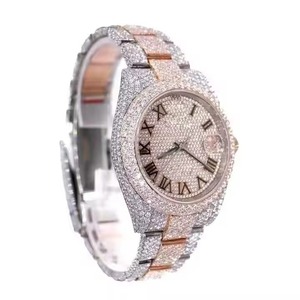 Fabricación india de alta gama de oro rosa Mossinate Diamond Watch Iced Out Reloj de pulsera de moda para hombres disponible al mejor precio - Product Image 2