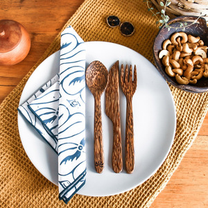 Bền Vững Dừa Dao Kéo Với Thìa Và Dĩa Tái Sử Dụng Flatware <span class=keywords><strong>Set</strong></span> Dễ Dàng Để Làm Sạch Muỗng Nĩa - Product Image 3