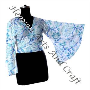 Bikini Cover Up Crop Top La mayoría de las tendencias Mujeres Deep V Tie Up Shirt Casual Cotton Wrap Top Blusa Ropa de fiesta Ropa de verano Top - Product Image 5