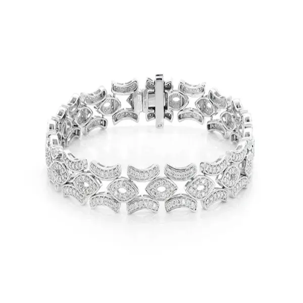 Real Diamond Oval Curved Line Link Bracelet For Men Round Cut Real Diamonds 14K Yellow White Rose Gold Bracelet For Women