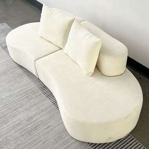 Canapé en tissu blanc incurvé minimaliste moderne avec coussins de luxe pour appartement, maison, bureau, salle à manger, hôtel, salon - Product Image 3