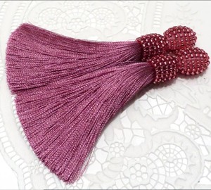 Garnet Long Silk <b>Earrings</b> <b>Red</b> Wine Beaded Tassel Jewelry Short Burgundy Clip on Tassel <b>Earrings</b> - Product Image 1