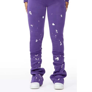 Nouveautés Hommes Hiver Imprimé Pantalon Évasé Empilé Deux Pièces Polaire Lourd Français Terry Correspondant Survêtement Survêtement - Product Image 4