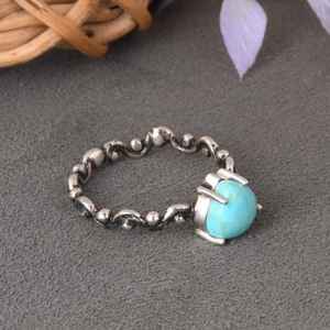 แหวนรูปหัวใจสีเทอร์ควอยส์ kingman เครื่องประดับ Boho สีเงินสเตอร์ลิงทำด้วยมือสไตล์ตะวันตกเฉียงใต้ของขวัญที่ไม่ซ้ำใครสำหรับสไตล์วินเทจของเธอ - Product Image 1