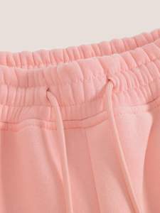 SUDADERO de algodón 100%, conjunto ligero con capucha, cierre de cordón, invierno, ecológico, lavado a la piedra, estampado de diamantes de imitación adornados - Product Image 5