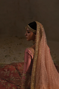 Elegante Vestido de Novia Rosa Palo, Bordado a Mano en Pakistán e India, Seda Zaari Kora con Pedrería, Estilo Formal, Color y Talla Personalizables - Product Image 6