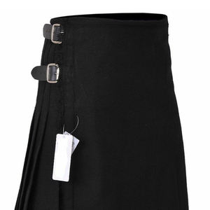 Highland Kilt Plain Black Men's 5 Yard Scottish Kilts COSH Kilts Fabricante Ropa de hombre Scotland Kilt Collection - Product Image 3