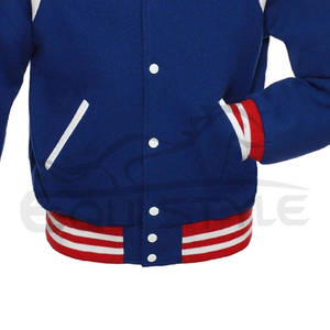 Chaqueta de béisbol personalizada para hombre, estilo universitario, de alta calidad, transpirable, con cuello abotonado, lona, dos bolsillos frontales para exteriores informales - Product Image 4