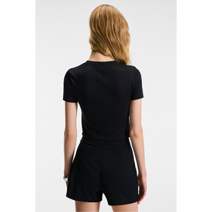 T-shirt slim à manches courtes et col rond pour femme ETHIQUET VELINA, imprimé sur le devant - Product Image 5