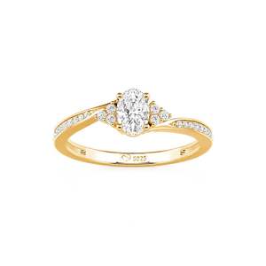 Jeulia Gold Bypass Oval Cut Cluster Engagement Ring-Classic Romantic Adjustable Inlay - Product Image 3