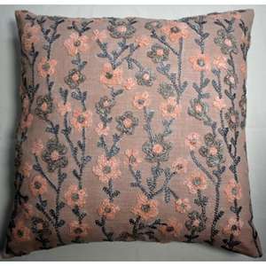 Housse de coussin moderne à motifs floraux imprimés à la main, écologique, vintage, réversible, en coton, ornée - Product Image 2