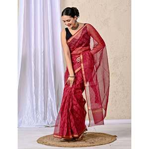 Sari de Chifón Estampado Kota Doriya con Blusa para Fiestas y Eventos - Product Image 5