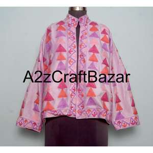 Veste bomber réversible vintage à motifs en relief, la plus vendue, vêtements d'hiver pour femmes, vêtements de soirée, tissu en velours 100% coton - Product Image 1