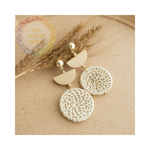 Pendientes de Ratán de Moda - Pendientes de Mimbre Hechos a Mano con Estilo Bohemio - Product Image 3