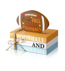 Football and Fall Y'all Wood Sign Wooden Tiered Tray Decor Autumn Stacked <b>Books</b> Decor Fall Farmhouse - Product Image 1