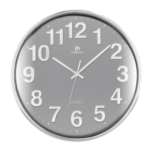 Justaminute <b>Wall</b> <b>Clock</b> 35.5Cm Grey And Chrome Quartz <b>Silent</b> Movement - Product Image 2