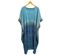 Robe de plage, robe de nuit, robe longue, kimono en soie recyclée vintage indienne fait à la main, design sur mesure, longueur longue