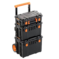 Vertak Boîte à outils 3 en 1 à chariot combiné avec poignée de traction, ensemble de mallettes de rangement pour outils roulants empilables