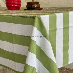 Nappe indienne en coton faite à la main belle couverture de Table en coton imprimé bloc à la main pour nappe de mariage à vendre - Product Image 3