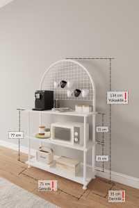 Étagère de rangement de cuisine, support pour four à micro-ondes, organisateur de cuisine, station de bar à café, unité de rangement de cuisine à 3 niveaux - Product Image 6
