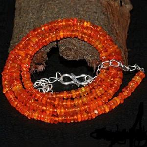 Ethiopian Natural <b>Opal</b> Beaded Ball Shape Stone Pendant <b>Necklace</b> 16 Inches Orange Color Multi Fire Anniversary Unisex Great Gems - Product Image 1