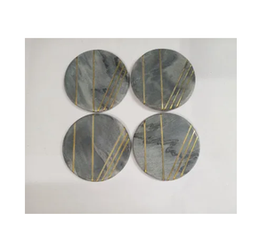 Superventas Mármol y medio latón Bebida Gres redondos Mármol Pizarra Posavasos Estilo indio Calidad increíble - Product Image 3