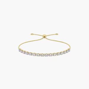 Oro Amarillo 14K Corte Redondo Ajustable 1,90 CT. TW. Pulsera y brazalete de moissanita con diamantes cultivados en laboratorio - Product Image 1