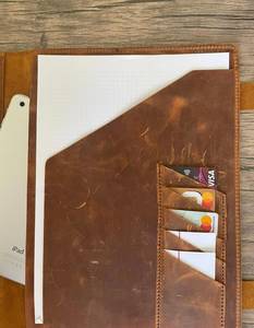 Minimalist Design Genuine Leather Vintage Durable <b>A4</b> Office Business <b>Document</b> Writing Pad Presentation <b>Folder</b> Conference - Product Image 2
