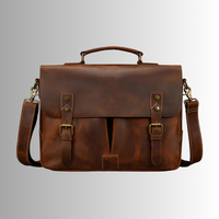 Sac messager pour ordinateur portable en cuir véritable pour homme, style rétro vintage, en cuir de vachette Crazy Horse, avec doublure en nylon - Sacoche souple portable