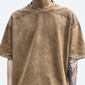 Camiseta de cuello redondo de gran tamaño para hombre, camiseta de manga corta informal de verano con lavado ácido Premium, moda para exteriores, uso diario - Product Image 5