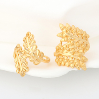 NYH Fashion Leaf Shape Offene große breite Band Ring Ornament Großhandel vergoldeten Schmuck Ring