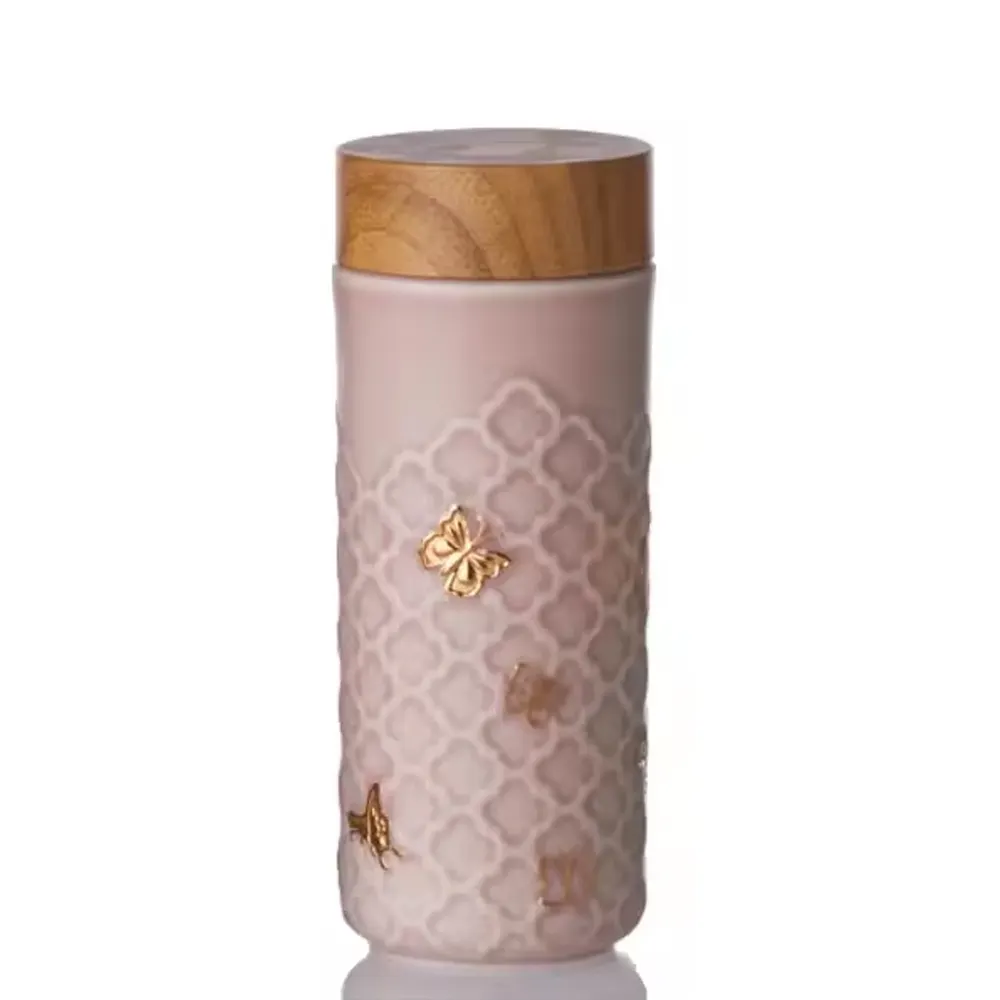Gobelet à thé Acera Liven Butterfly conçu avec de beaux motifs minimalistes peints à la main tasse de luxe en céramique papillon doré