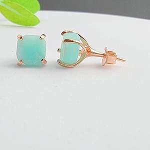 Boucles d'oreilles en pierre de naissance de décembre faites à la main pour femmes clous d'amazonite classiques 5-7mm véritable pierre précieuse plaqué or Rose bijoux cadeaux - Product Image 3