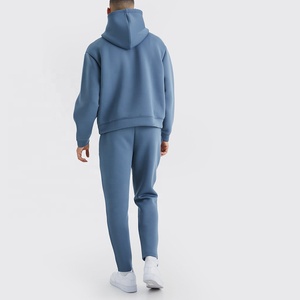 Nouvel ensemble sweat-shirt et pantalon de survêtement unisexe grande taille avec logo personnalisé, 100 % coton molletonné, écologique et respirant pour la saison printanière - Product Image 2