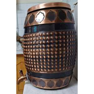 Utensilios de cocina portátiles Enfriador de agua de cobre antiguo y contenedor de agua pura Dispensador de agua de cobre con grifo y perilla de latón - Product Image 2