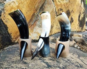 Corne à boire viking de qualité supérieure, authentique, sans fuites, corne à bière nordique, fête de Noël, couleurs personnalisables, logo, écologique - Product Image 1